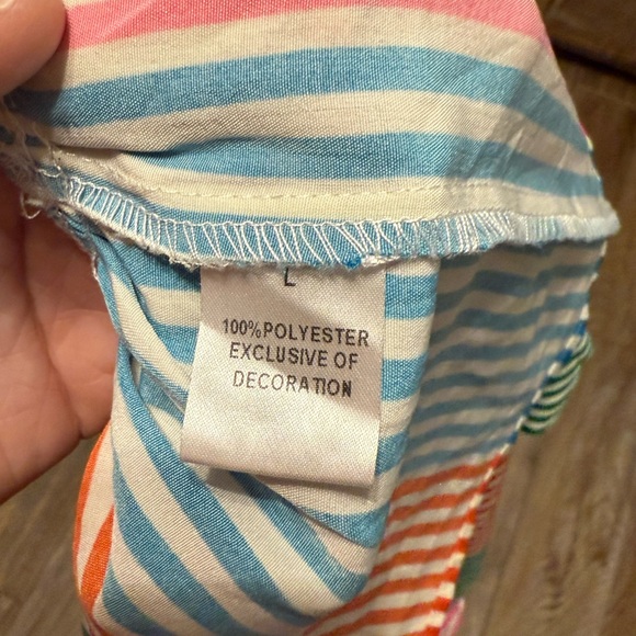 THML Multi Color Stripe Colorful Vneck Ruffle Peplum Blouse Top - Picture 4 of 4